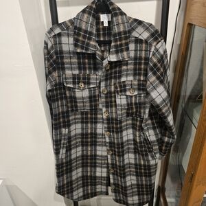 Time and Tru Black and Tan Plaid Jacket